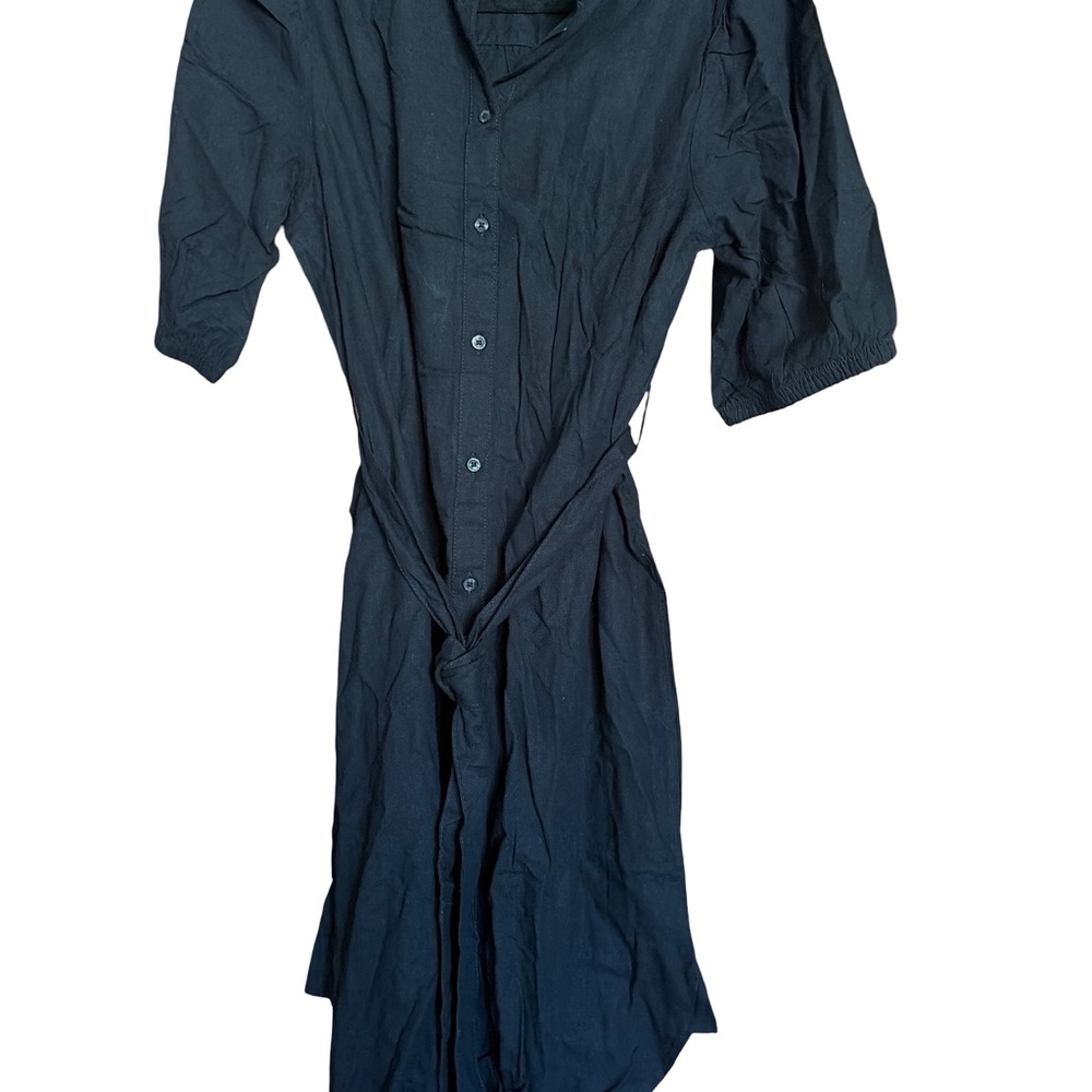 Serra Dark Blue Casual Button-Down Shirt dress